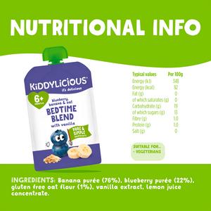Kiddylicious Blueberry, Banana & Oat Bedtime Blend with Vanilla Pouch Baby Food 100g - gallery image 3