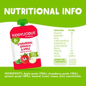 Kiddylicious Strawberry, Spinach & Apple Pouch Baby Food 100g - gallery image 3