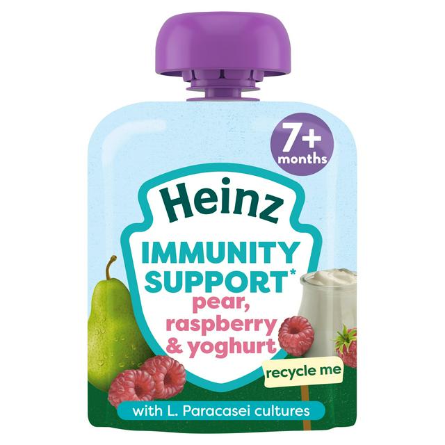 Heinz Baby Food Pear, Raspberry & Yoghurt Immunity Support Fruit 7+ Months Pouch 85g - gallery image 1