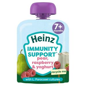 Baby Food Pear, Raspberry & Yoghurt Immunity Support Fruit Pouch 7+ Months 85g