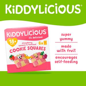Kiddylicious Strawberry, Banana & Beetroot Cookie Squares Baby Snacks 6x24g - gallery image 2