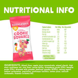 Kiddylicious Strawberry, Banana & Beetroot Cookie Squares Baby Snacks 6x24g - gallery image 3