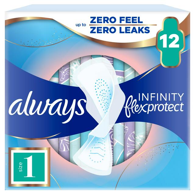 Always Infinity Flex Protect Normal Sanitary Towels Winged Pads Size 1, x12 - gallery image 1