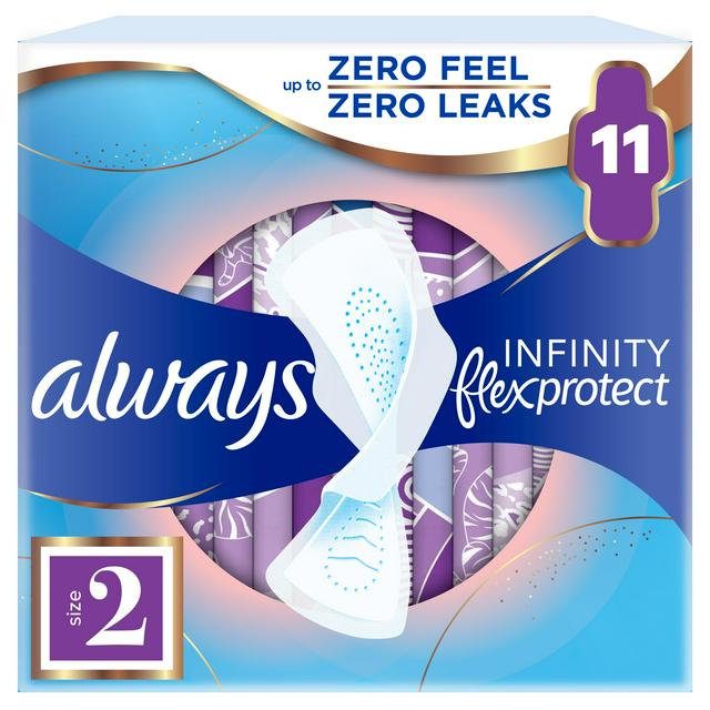 Always Infinity Flex Protect Long Sanitary Towels Winged Pads Size 2, x11 - gallery image 1