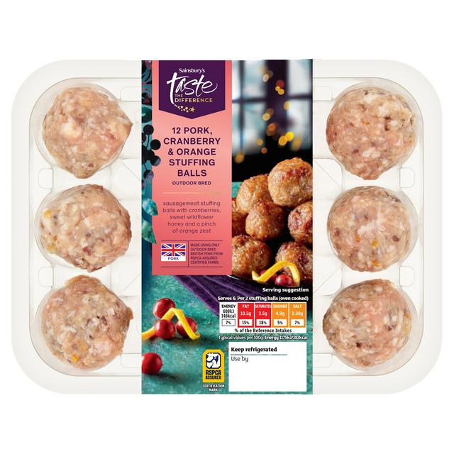 Sainsbury's Pork Cranberry & Orange Stuffing Balls, Taste the Difference x12 360g - gallery image 1