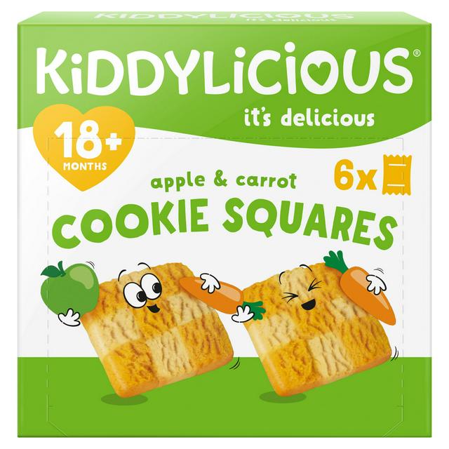 Kiddylicious Apple & Carrot Cookie Squares Baby Snacks 6x24g - gallery image 1