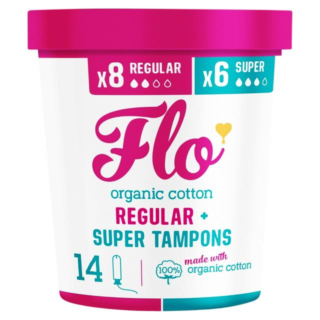 Flo Organic Cotton Applicator Combo Pack 8 Regular + 6 Super Tampons - gallery image 1
