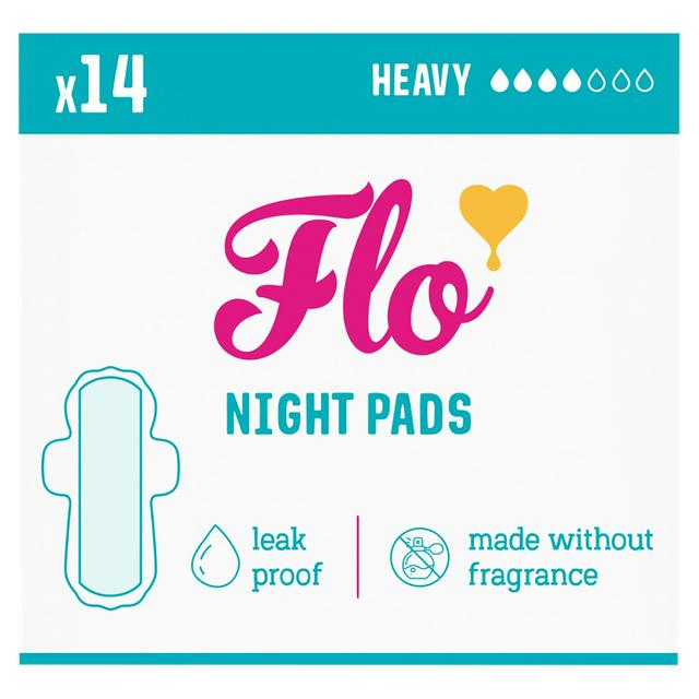 Flo Bamboo Super Absorbent Soft Thin Night Period Pads with Wings x14 - gallery image 1