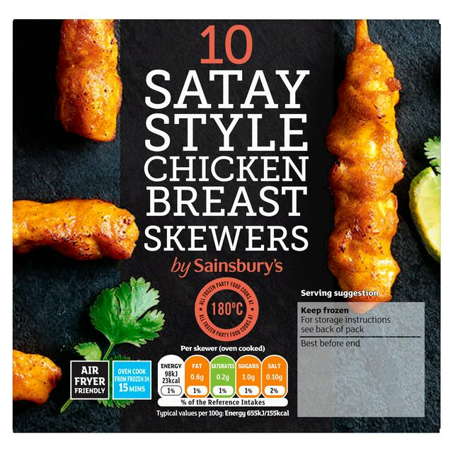 Sainsburys Sainsbury's Satay Style Chicken Breast Skewers x10 180g