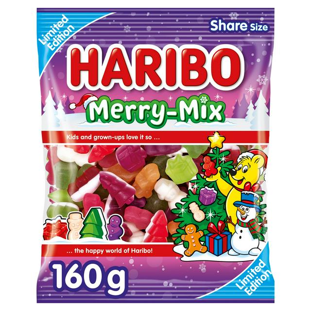 Haribo Merry Mix 160g Fruit Candyfloss & Marshmallow Flavour Jelly & Foam Sweets Sharing Bag - gallery image 1