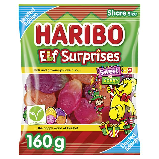 Haribo Elf Surprises 160g Sweet & Sour Fruit Flavour Chewy Sweets Sharing Bag - gallery image 1