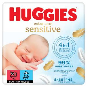Huggies Extra Care Sensitive Baby Wipes 8x56