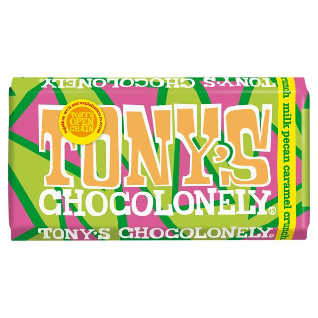 Tony's Chocolonely Milk Chocolate with Pecan Caramel & Biscuit Pieces 180g - gallery image 1