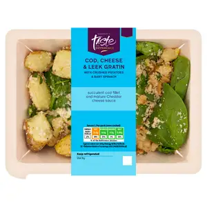 Sainsbury's Cod, Cheese & Leek Gratin with Crushed Potatoes & Baby Spinach, Taste the Difference 385g