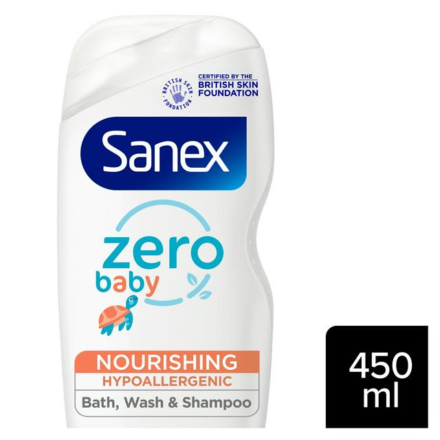 Sanex Zero% Hypoallergenic Nourishing Baby Bath Foam & Shampoo 450ml - gallery image 1