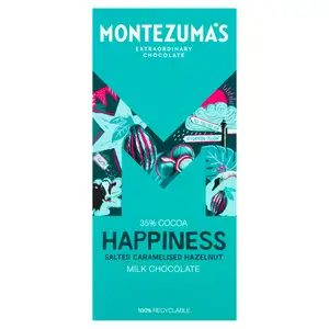 Montezuma's 35% Cocoa Happiness Salted Caramelised Hazelnut Milk Chocolate 90g