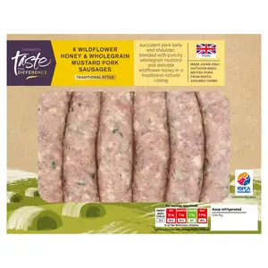 Sainsbury's Wildflower Honey & Wholegrain Mustard Traditional Style Sausages, Taste the Difference x6 454g