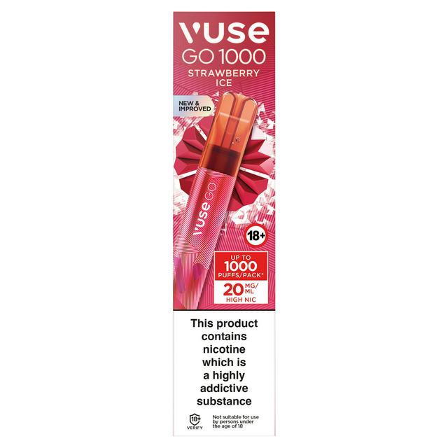 Vuse Go 1000 Strawberry Ice 20mg/ml | Sainsbury's Vuse Go 1000 Strawberry Ice 20mg/ml | Sainsbury's