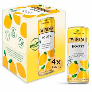 Twinings Sparkling Tea Boost Zingy Lemon with Ginger & Lemon Balm 4 x 250ml - gallery image 2