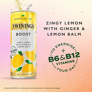 Twinings Sparkling Tea Boost Zingy Lemon with Ginger & Lemon Balm 4 x 250ml - gallery image 3