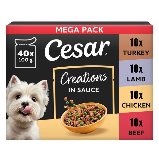 Cesar Creations 40 x 100g Poultry Beef Lamb in Sauce Wet Dog Food Pouch - gallery image 1