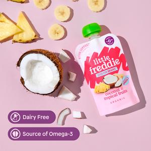 Little Freddie Organic Good for Brains Coconut & Tropical Fruits Baby Food Pouch with Omega 3 6+ Months 90g - gallery image 5