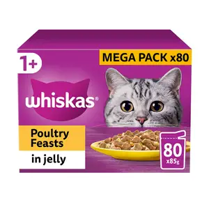 Whiskas 1+ Poultry Feast in Jelly Cat Food 80 x 85g 