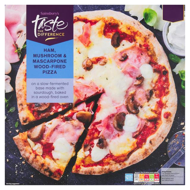 Taste the Difference Sainsbury's Ham Mushroom & Mascarpone Wood Fired Pizza, Taste the Difference 410g