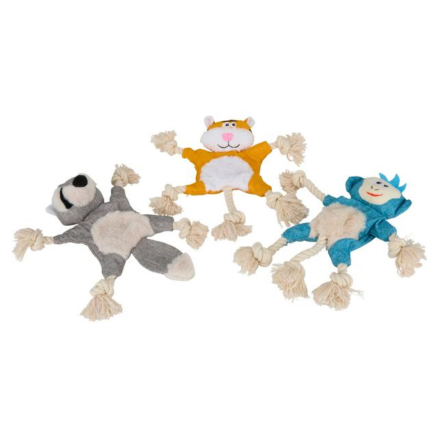 Petface Mixed Crinkle Animals Plush & Rope Dog Toys