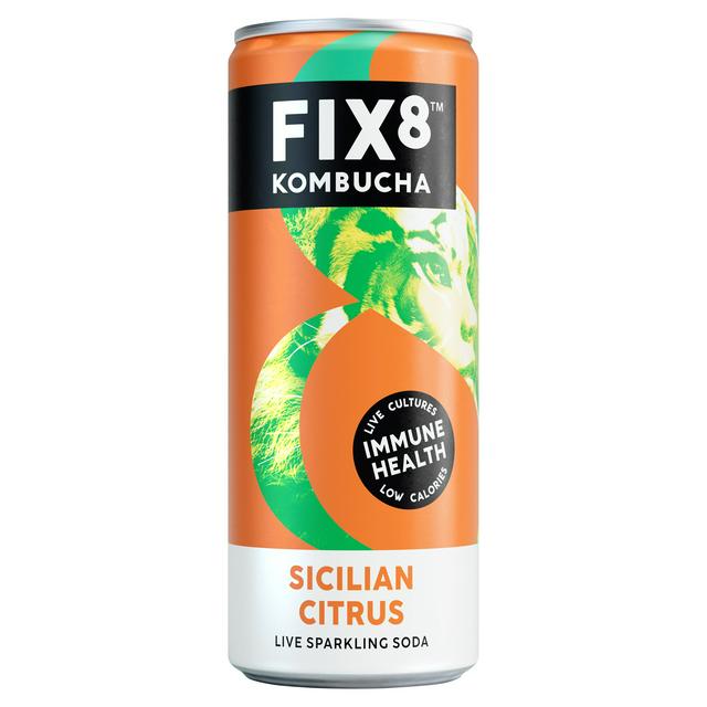 Fix8 Kombucha Sicilian Citrus Live Sparkling Soda 25cl | Sainsbury's