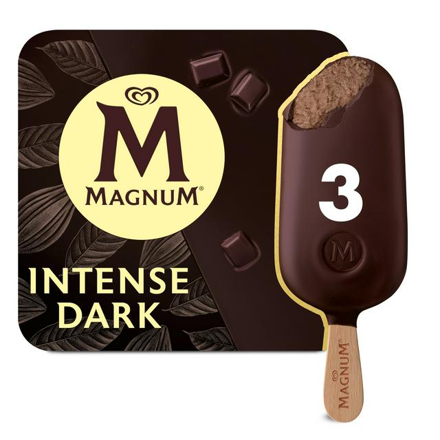 Magnum 3 x 100ml Intense Dark Chocolate Ice Cream Sticks - gallery image 1