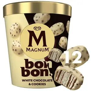 Magnum Bon Bon Ice Cream Frozen Snack White Chocolate & Cookies 12x17ml