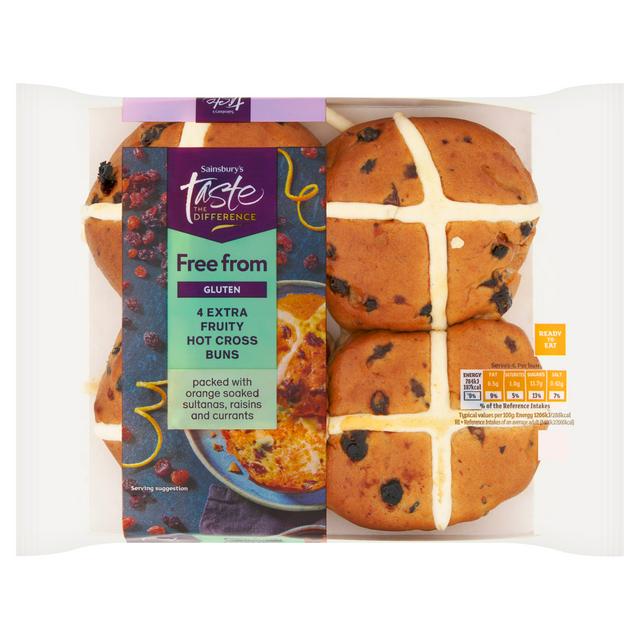BUNさん専用④ Sainsbury's Free From 4 Extra Fruity Hot Cross Buns, Taste the
