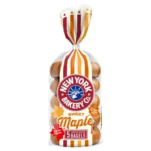 New York Bakery Co. Sweet Maple Bagels, Limited Edition x5