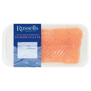 Russell's Skin on & Boneless Salmon Fillets x4