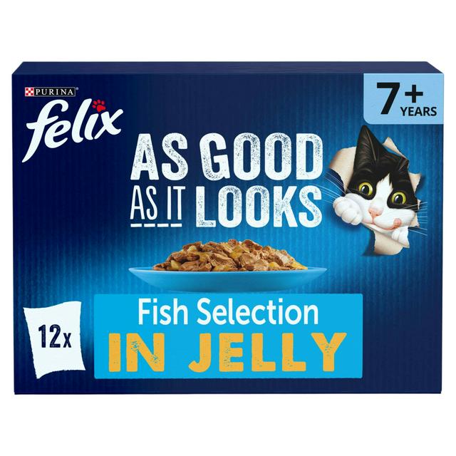 Felix As Good As it Looks Senior 7+ Fish in Jelly Wet Cat Food 12 x 85g - gallery image 1
