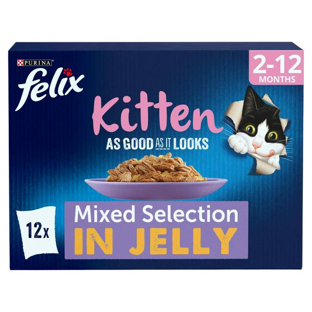 Felix Wet Kitten Food As Good As It Looks Mixed Selection in Jelly 2-12 Months 12 x 85g - gallery image 1