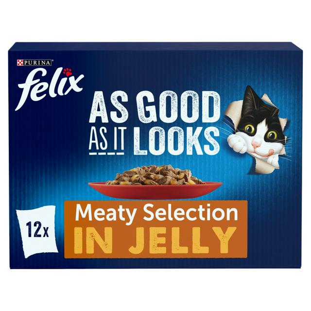 Felix As Good As it Looks Meaty Selection in Jelly Wet Cat Food 12 x 85g - gallery image 1