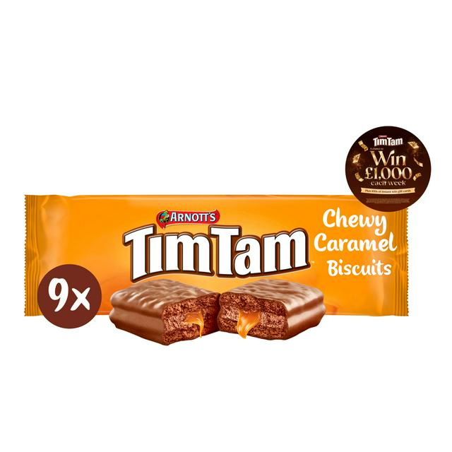 Arnott's Tim Tam 9 x Chewy Caramel Chocolatey Biscuit Bars 175g - gallery image 1