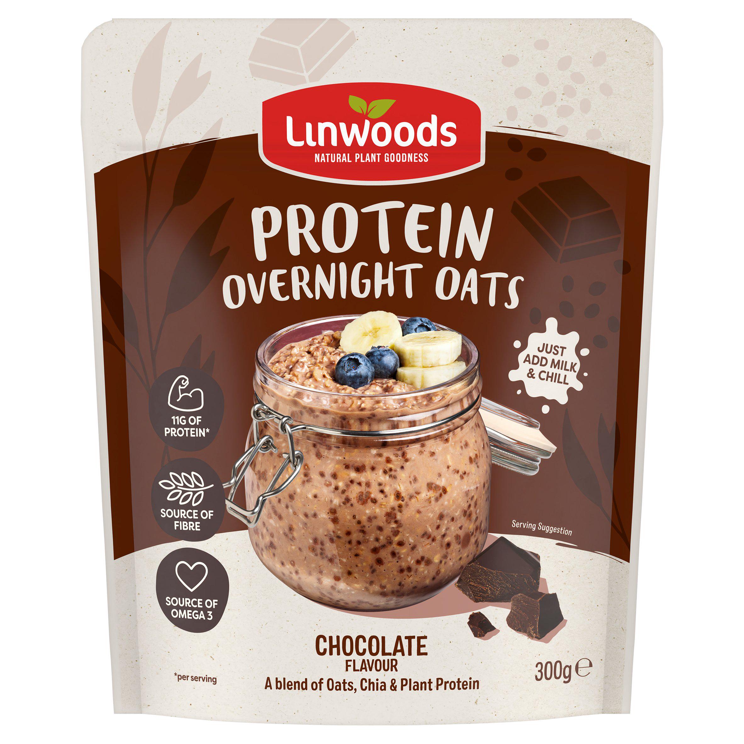 Linwoods Chocolate Flavour Protein Overnight Oats Porridge 300g