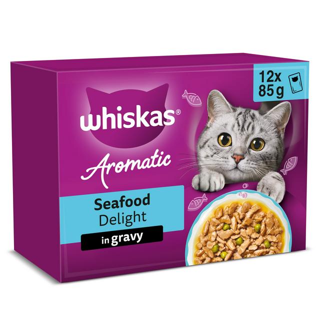 Whiskas 1+ Aromatic Seafood Delight Selection Wet Cat Food Pouches 12 x 85g - gallery image 1