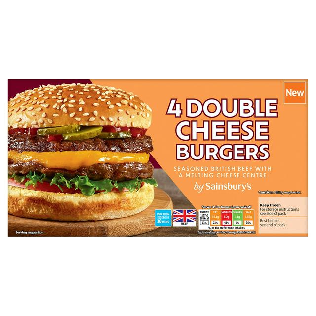 Sainsburys Sainsbury's Double Cheese Burgers x4 568g