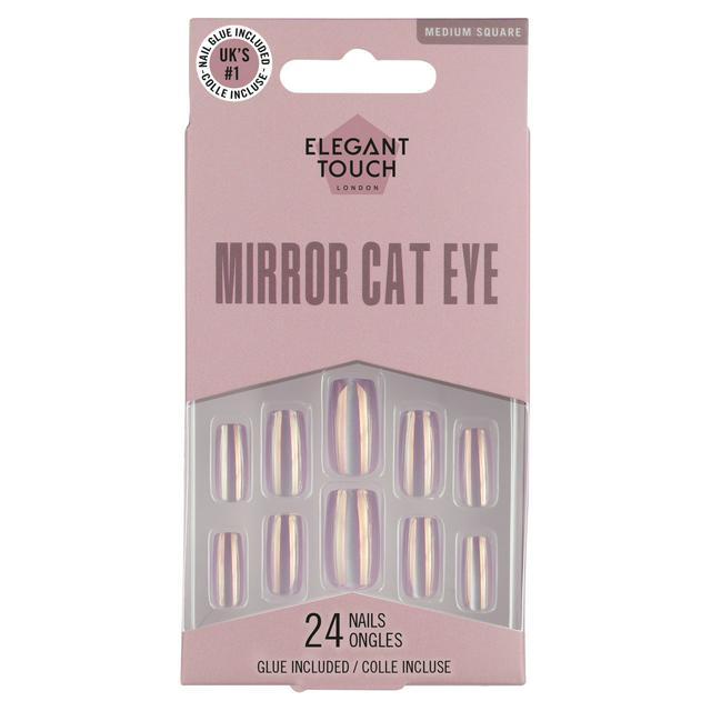Elegant Touch Mirror Cat Eye Medium Square Nails Set