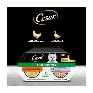 Cesar Fresh Bowl Adult Wet Dog Food Chicken & Duck Taster Multipack 6 x 85g - gallery image 5