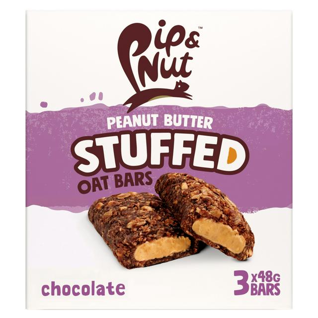 Pip & Nut Peanut Butter Stuffed Oat Bar Chocolate 3 x 48g - gallery image 1