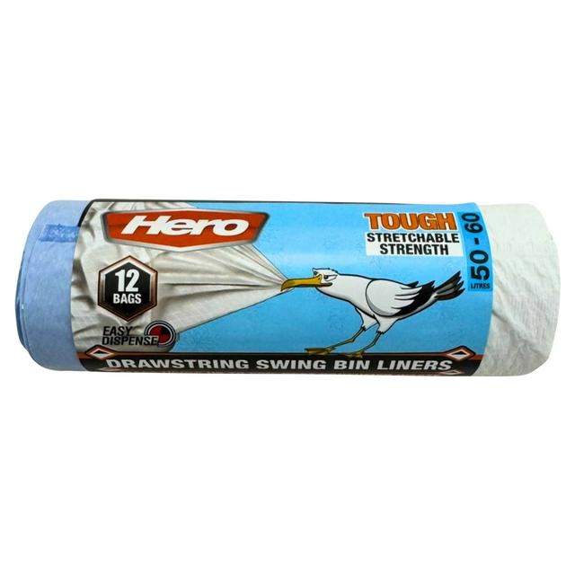 Hero Drawstring Swing Bin Liners x12 50-60L Sainsbury's