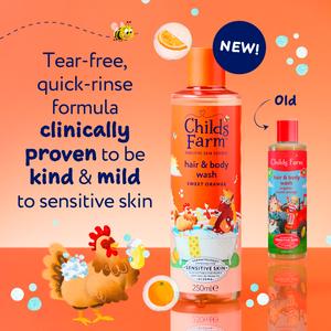 Childs Farm 250ml Gentle Tear-Free Formula for Babies, Kids & Sensitive Skin Sweet Orange Hair & Body Wash - gallery image 2