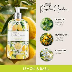 Baylis & Harding Royale Garden Limited Edition Lemon & Basil Luxury Hand Wash 500ml - gallery image 2