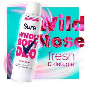 Sure Women Wild Rose Whole Body Deodorant Spray 72h Odour Control 150ml - gallery image 2