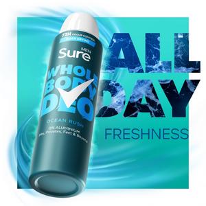 Sure Men Ocean Rush Whole Body Deodorant Spray 72h Odour Control 150ml - gallery image 4